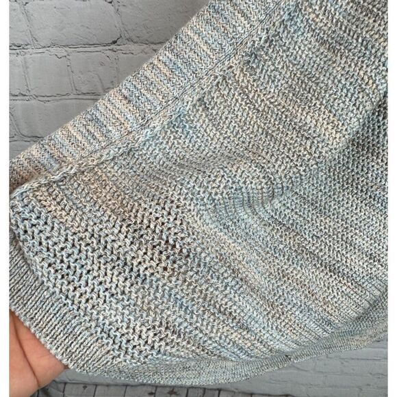 J.JILL PUREJILL blue beige cotton blend open knit open front cardigan L NWT - Picture 5 of 7